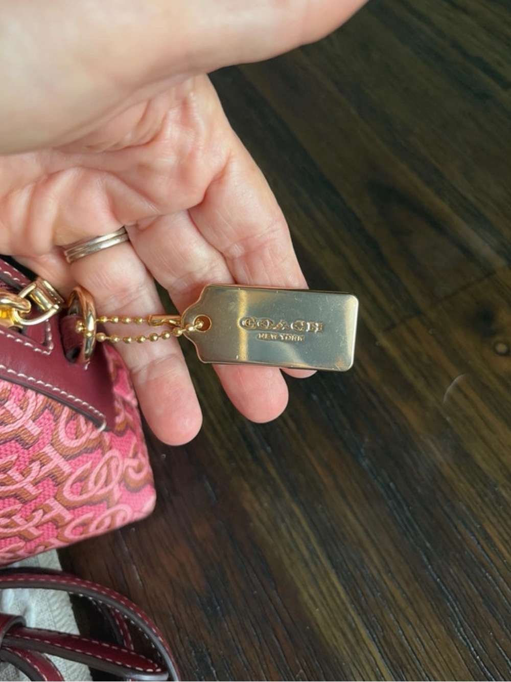 COACH MADI Crossbody w Rouge Pink Canvas & Leather Monogram Print CF343 - Picture 3 of 14